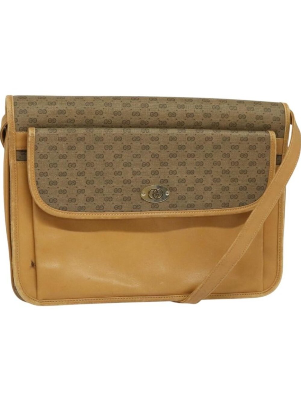 GUCCI Micro GG Supreme Shoulder Bag PVC Leather Brown Gold